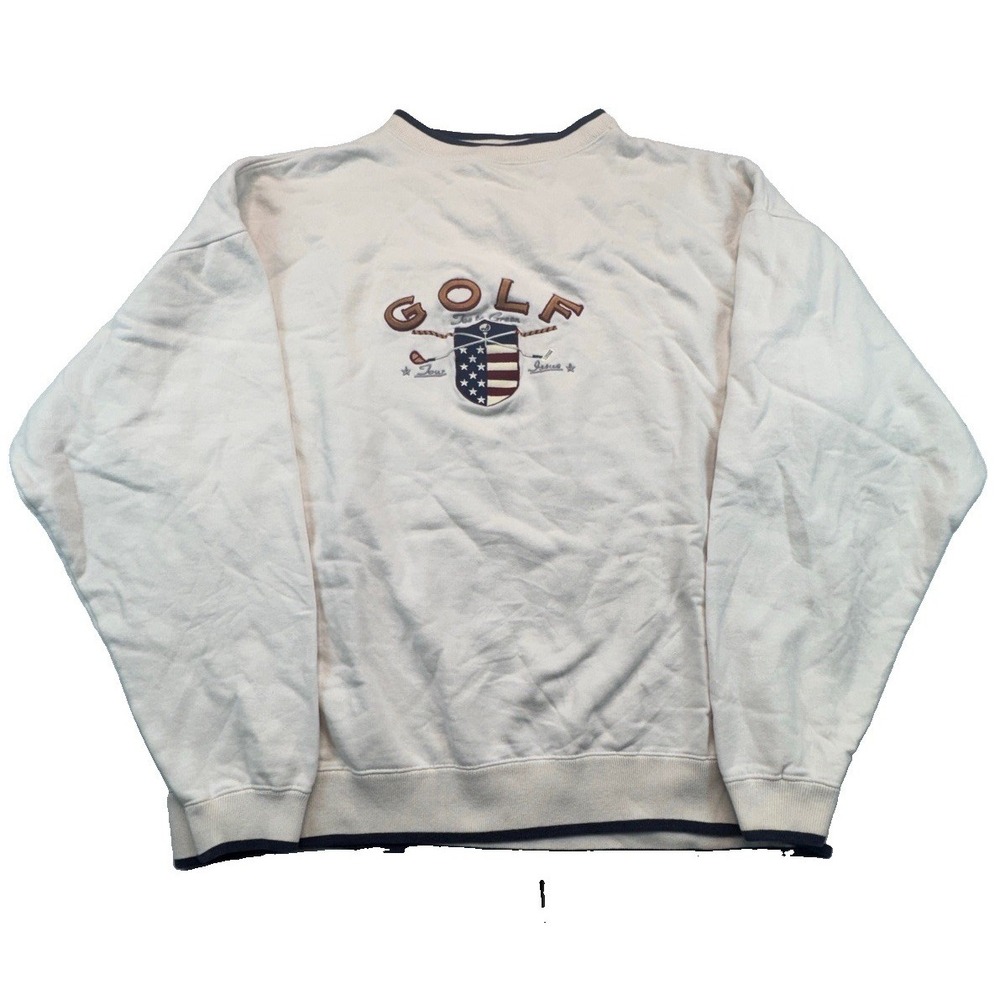 Vintage Ivy Crew Golf Sweatshirt Men's 2XL Crewneck 90s Heavyweight Beige